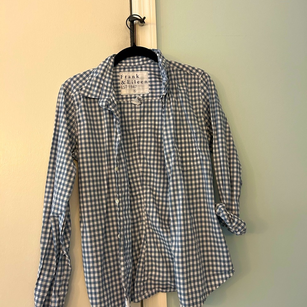 Frank and elileen blue gingham button down